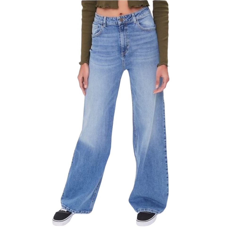 FOREVER 21 Medium Denim High-Rise Straight Jeans, size 31